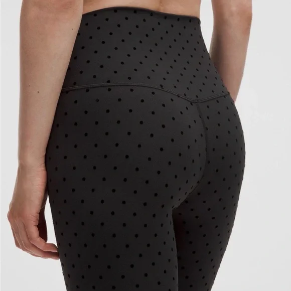 Lululemon Athletica Polka Dot Flocked Black Textured Leggings - Picture 3 of 7